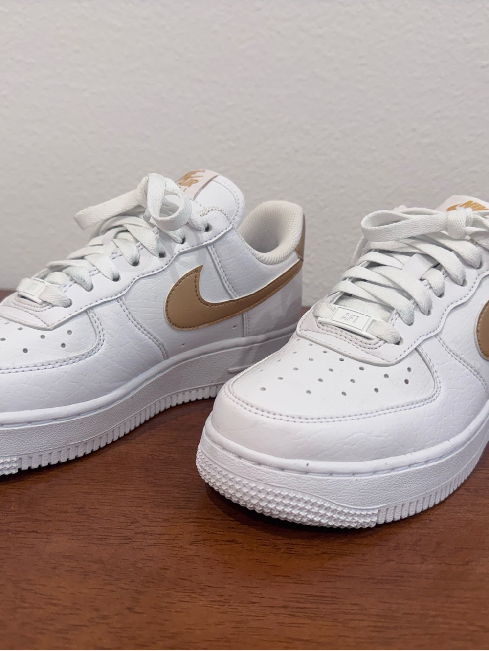 Women’s Air Force Ones w/ Gold Swoosh